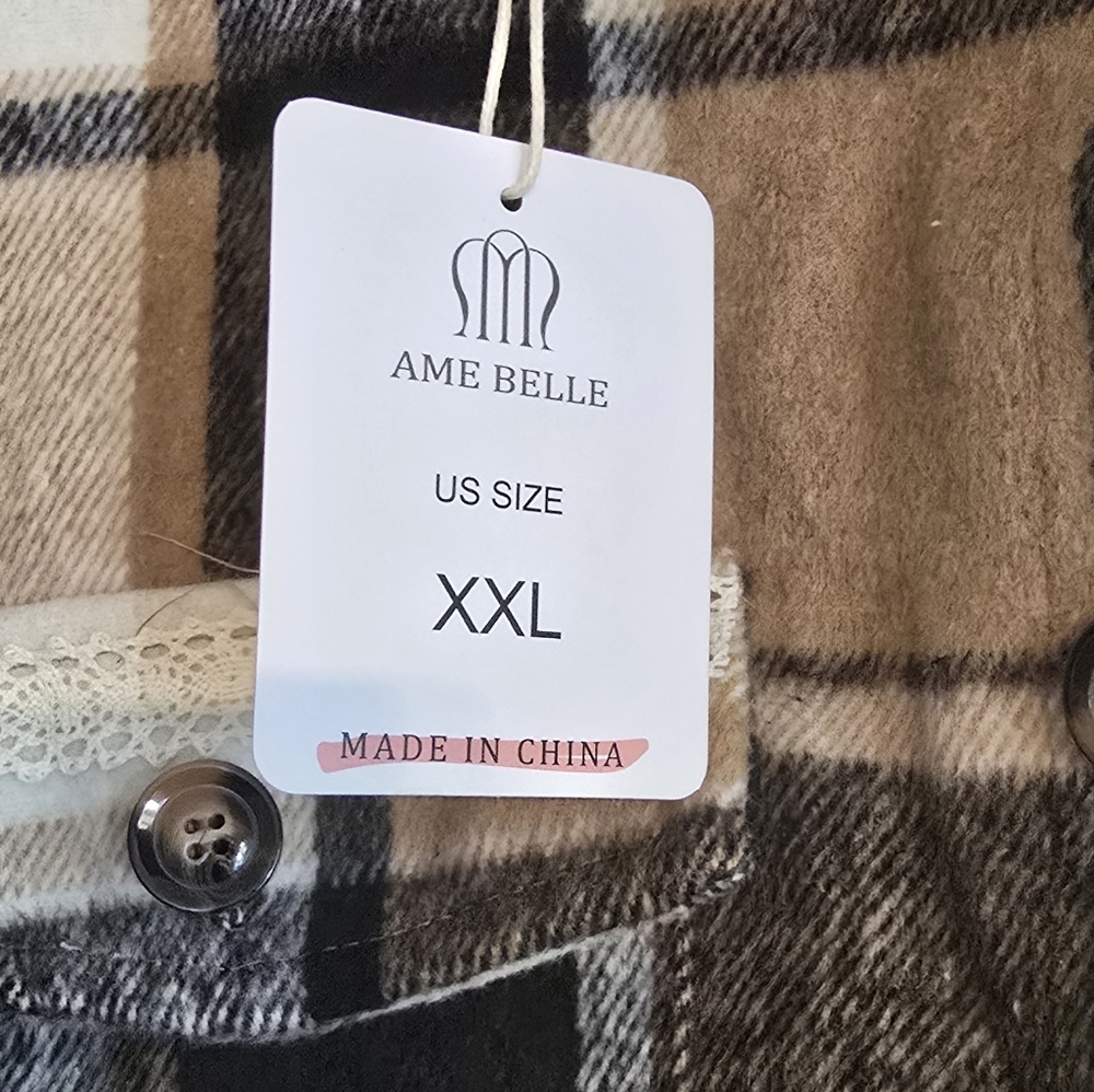 Hand Crafted Upcycled Sweeter Than Pie Flannel Shacket Size XXL NWT - Picture 11 of 11